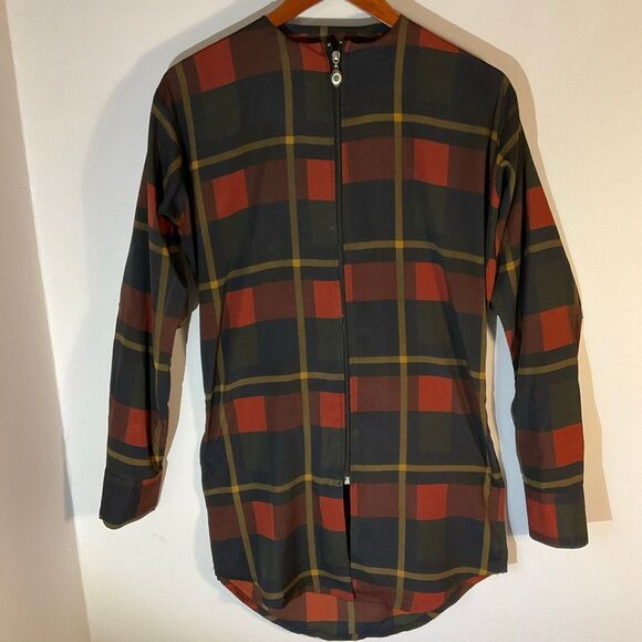 Plaid Zip up Overshirt, Small Evil Eye Zip Pull. Tunic. Dark Academia - Picture 8 of 11